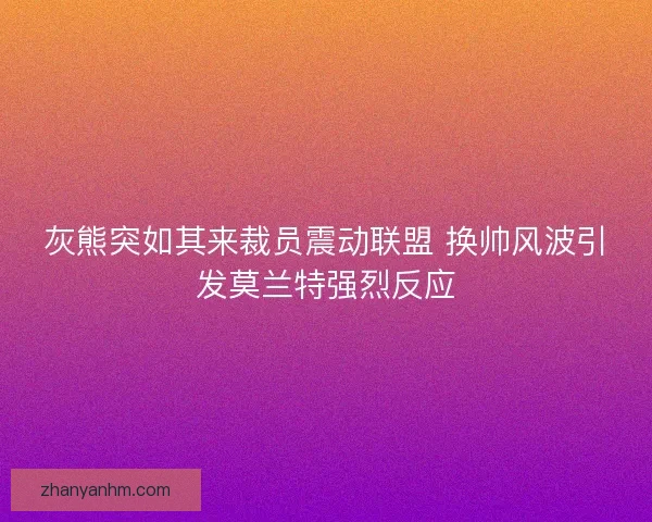 灰熊突如其来裁员震动联盟 换帅风波引发莫兰特强烈反应