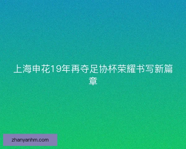 上海申花19年再夺足协杯荣耀书写新篇章